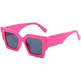 SORVINO Trendy Square Sunglasses for Women Ladies Square Oversized Frame Sun Glasses Hot Pink Black Sunnies