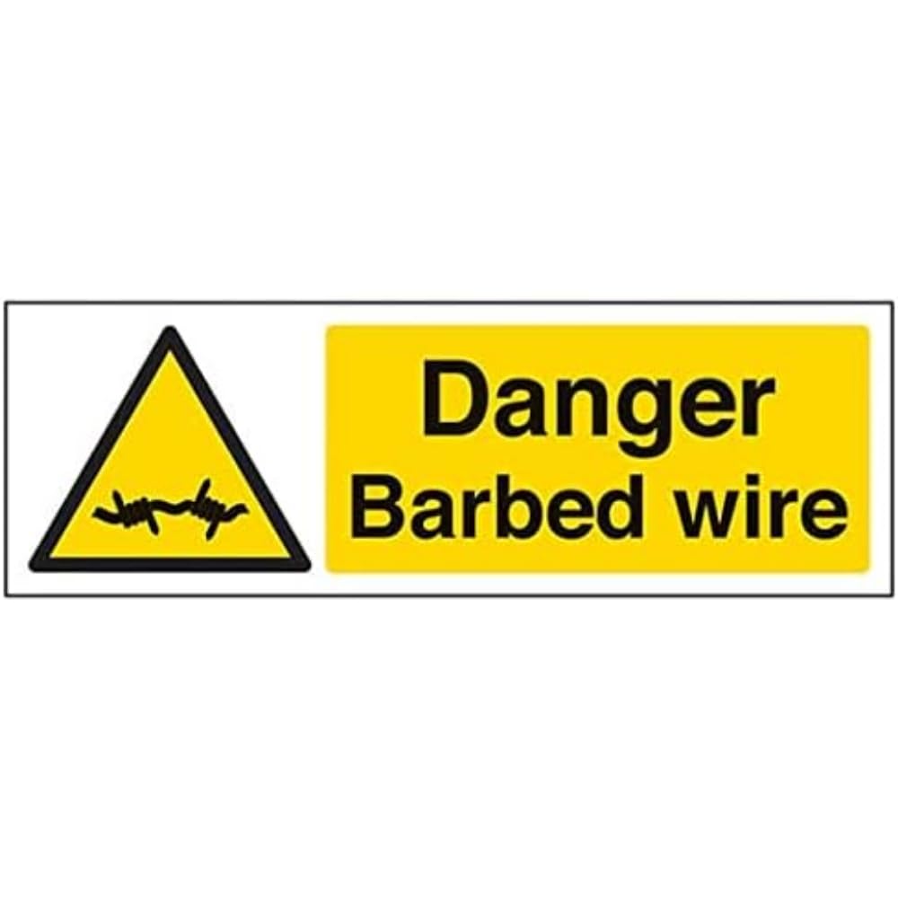 V Safety Eco Friendly Warning General - Danger Barbed Wire - 450 X 150mm