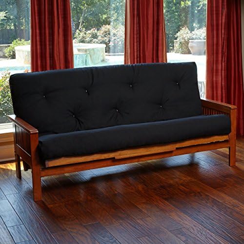 Futon Cover with 3 Sided Zipper - Factory Direct - Full or Queen - Solid Colors - Premium Cotton/Polyester Blend - Futon Mattress Cover (Black, Queen (Fits 6" to 8" Mattress))