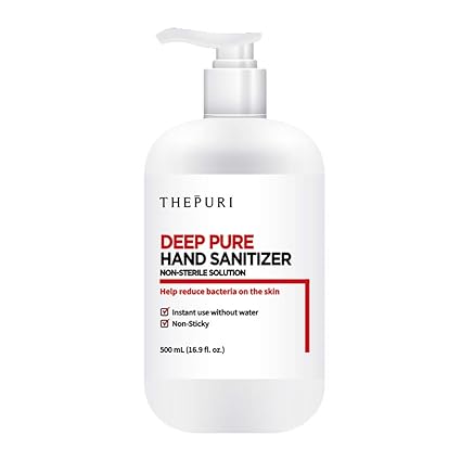 Amazon Com Thepuri Deep Pure Hand Sanitizer 500ml 16 9 Fl Oz 70 Ethyl Alcohol Quick Drying Waterless Hand Wash Infused With Natural Alo Vera Gel And Mint Leaf Oil Household Cleaning Refreshing