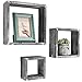 MyGift Barnwood Gray Wall Mounted Wood Square Cube Shelf/Floating Cubby Display Shelves, Set of 3