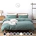 Utridevn 3 Pieces Washed Cotton Duvet Cover Set,100% Natural Cotton Bedding,Vintage Style with Zipper Closure,Soft and Comfy(Queen,Green)