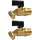 Uenede Brass Garden Hose Bibb Valve, 1/2 Inch NPT Male, 2PCS | 1/2" MIP Male Inlet to 3/4" GHT Male Outlet, Faucets Spigot with Quarter Turn Ball Valve