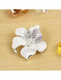 Broche para mujer con diseño de flores de Merdia con cristal creado, color blanco, 1.05 oz