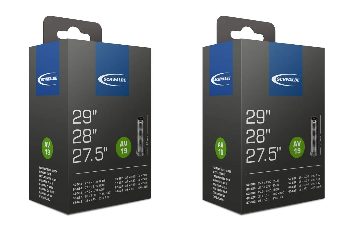 Schwalbe 2 x AV19 27.5" 28" 29" MTB Bicycle Inner Tube 40mm Schraeder Valve