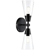 DESIGNERS FOUNTAIN Norro 2-Lights Wall Lantern Sconce, 5.25 Inch Light Fixture for Bedroom, Bathroom or Hallway, Matte Black,