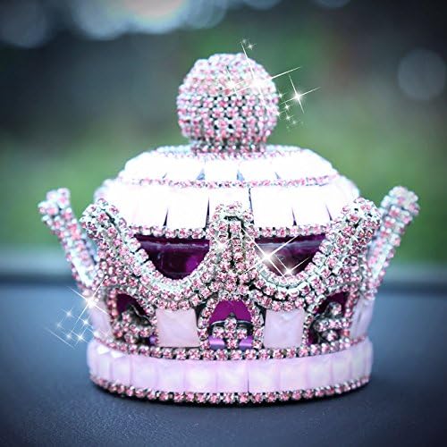 Creative Luxury Bling Crystal Crown Car Perfume Fragrance Bottle Seat Ornament Home Office Air Freshener Home Decor (Pink)