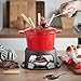 VonShef Fondue Set with 6 Forks Stylish Cast Iron Porcelain Enamel Pot Makes All Styles of Fondue Such as Cheese and Chocolate 63 fl oz Capacity 12pc Set Red