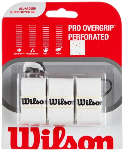 Wilson Sporting Goods Pro Perforated Tennis Racket Grip (Pack of 3), White