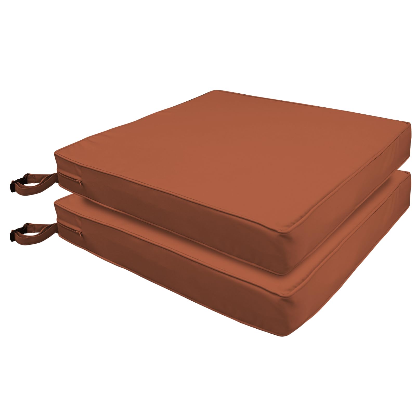 Photo 1 of Metliv Patio Chair Cushions 22" x 22" x 3", Waterproof Outdoor Seat Cushions for Patio Furniture, Square Chair Pads with Adjustable Straps for Garden Sofa Couch, Set of 2, Red