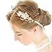 FAYBOX Gold Leaf Themed Crystal Pearl Bridal Headband Wedding Hair Accessories