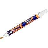 U-Mark 100P Industrial Paint Marker 2mm Bullet Tip, Marks On Rusty Oily Metal Wood Glass Plastic Rubber Concrete, 12 Pack, White