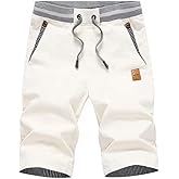 Tansozer Men's Shorts Casual Classic Fit Drawstring Summer Beach Shorts with Elastic Waist and Pockets