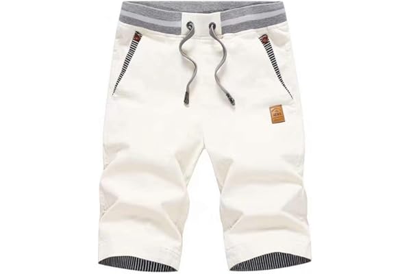 Tansozer Men's Shorts Casual Classic Fit Drawstring Summer Beach Shorts with Elastic Waist and Pockets