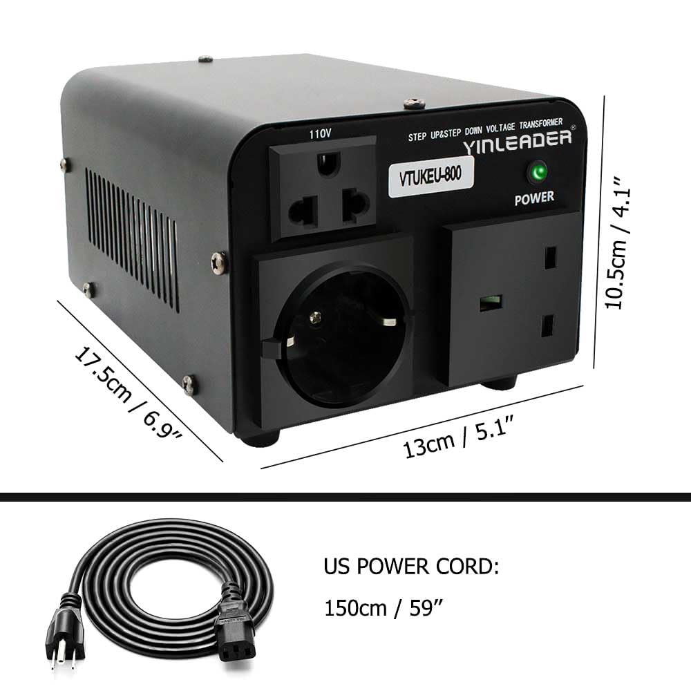 Yinleader Voltage Converter Transformer Step Up/Down Power Converter 110/120V to 220/230/240V for use European, UK and More Overseas appliances in The US