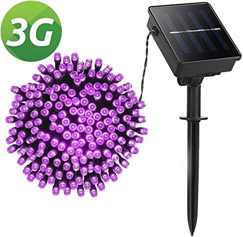 Lellel 3rd Gen Super Bright Solar Outdoor LED String Lights, for Yard Patio Garden Tree Party Wedding Decoration, Purple With 8 Working Modes