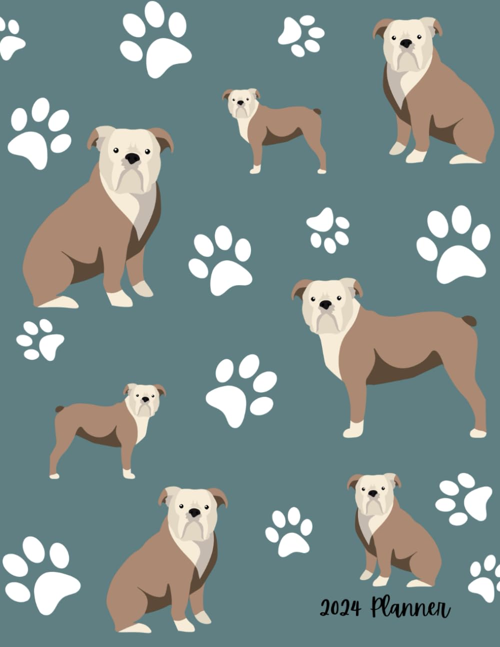2024 Planner: Old English Bulldog Cover - Dated Weekly and Monthly Page Views With Space For Notes
