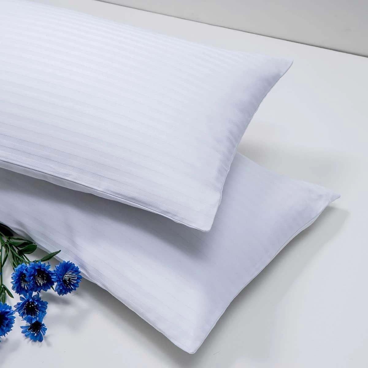 Pack of 2 Cross Pillow Case Polyester Pillow Protector White (45 x 105 cm)