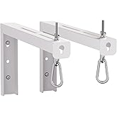 suptek Universal Projector Screen Wall Mount L-Brackets Wall Hanging Mount 12 inch Adjustable Extension Mounting Hooks for Projection Screen up to 80 lbs, PRL002W, White (1 Pair)