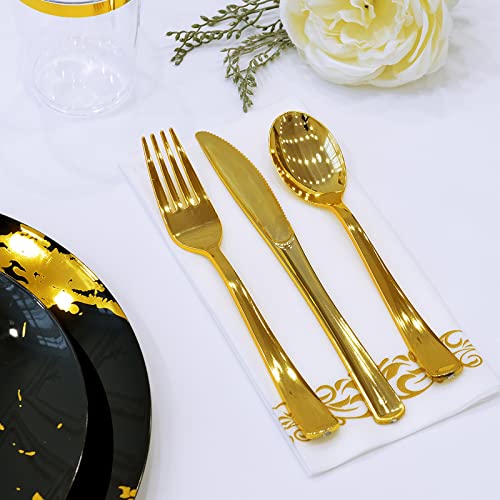320 Gold Plastic Silverware Set Plastic Cutlery Set Disposable