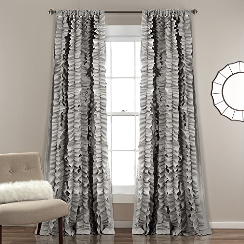 Lush Decor Belle Window Panel for Living, Dining Room, Bedroom (Single Curtain), 84â€ x 54â€ Gray