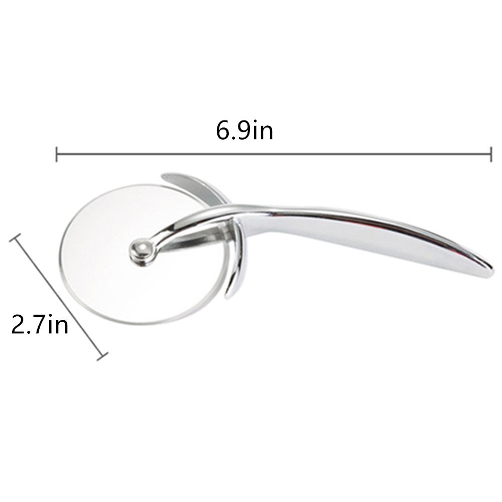Stainless Steel Pizza Cutter With Round Shape Handheld Pizza Knife Cutter Cake Cut & Slice Thick & Thin Crust Pizza Instantly Super Sharp and Easy to Clean Slicer