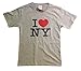 I Love NY New York Short Sleeve Screen Print Heart T-Shirt Gray Large