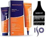 Iso MAINTAMER Two-Step STRAIGHTENING SYSTEM, Damage-Free, Thio-Free, Lye-Free, Frizz-Free (with Sleek Tint Applicator Brush) (1 APPLICATION BOX)