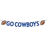 Go Cowboys Banner, Football Game Day Decorations, Cowboys Football Party Decorations Blue Glitter