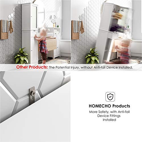 HOMECHO Bathroom Storage with 3 Tier Shelf Drawer Glass Door