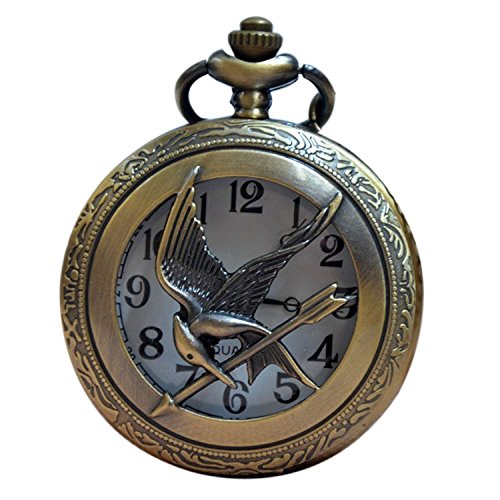 Carrie Hughes Eagle Hunter Steampunk Quartz Pocket Watch With Chain Xmas Gift for Men Woman (Bronze-Bird)