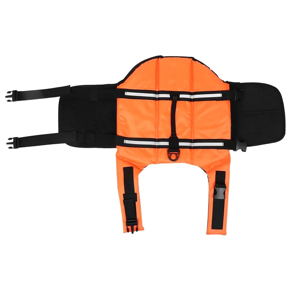 Sarini Dog Life Vest - Orange, XS - Reflective Striped Dog Life Jacket for Safety in Water - Adjustable, Quick-Release Buckles - Perfect for Swimming, Boating, or Backyard Play