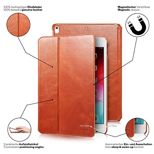 KAVAJ Case Leather Cover Berlin Works with Apple iPad Air 3 2019 & iPad Pro 10.5" Cognac-Brown Genuine Cowhide Leather with Built-in Stand Auto Wake/Sleep Function. Slim Fit Smart Folio Covers - Thumbnail 2