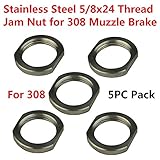 FieldSport® 5x Stainless Steel 5/8x24 Thread Crush Washer Replacement Jam Nut For Muzzle Brake Locking and Position Adjustement, 5PC Pack