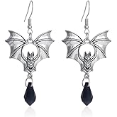 Gothic Bat Earrings for Women Black Red Crystal Dangle Drop Earrings Dark Punk Vampire Bat Earrings Hypoallergenic Vintage Goth Vampire Earrings Halloween Cosplay Party Jewelry