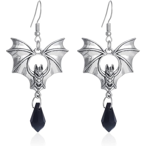 Single Vampire Bat Wrap Ear Cuff | Silver Or Black | Gothic Halloween Clip-On Earring