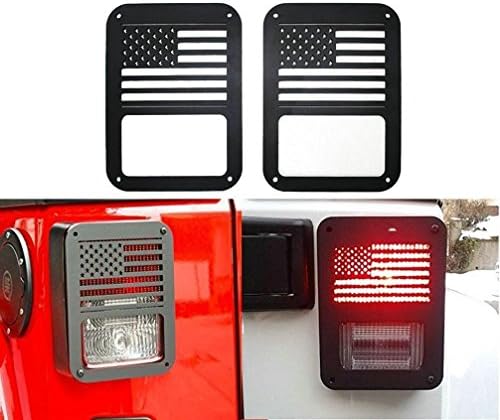 Jeep Wrangler Tail light Cover USA Flag for 2007-2018 Jeep Wrangler JK &amp; Unlimited - Pair