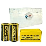2 Pack Nitecore IMR 18350 Rechargeable Batteries 700mAh 3.7V 7A for Nitecore EC11 and MT10C LED Flashlight with LightJunction Battery Case