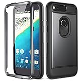 Google Pixel Case, YOUMAKER Slim Fit Full-body Rugged Heavy Duty Protection Cover Case with Built-in Screen Protector and Belt Clip Holster for Google Pixel 5.0 inch (2016 Release) - Black/Black