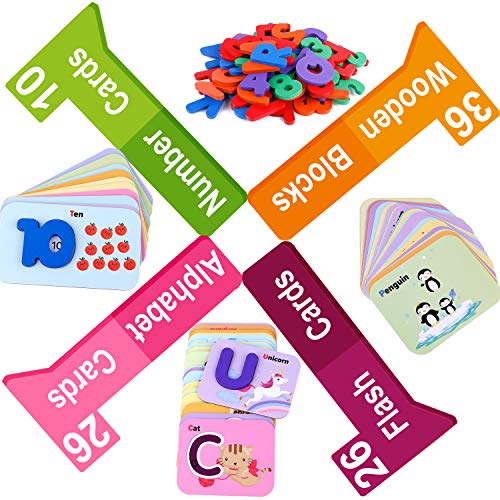 TEPSMIGO Alphabet Flash Cards Games with Wooden Number ABC Letters for