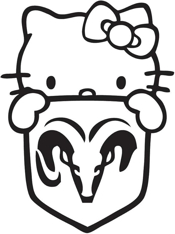 Amazon Com Hello Kitty Dodge Ram Shield Vinyl 4 Inches Color Black Decal Laptop Tablet Skateboard Car Windows Stickers Computers Accessories