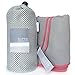 Super Towel for Sport, Travel & Beach - Lightweight, Compact, Absorbent, Quick-Dry, Soft Microfiber Suede - for Camping, Hiking, Gym, Beach, Yoga, Swimming, and Adventures (Gray+Pink, XL (60x32