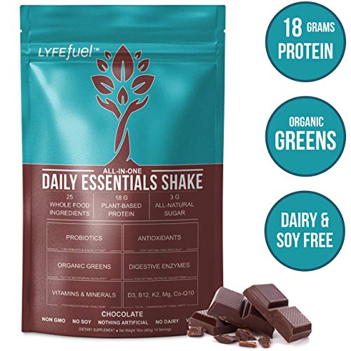 LYFE FUEL Meal Replacement Shake | Keto, Vegan & Gluten Free Plant Based Protein + Organic Superfood Greens | Chocolate | 18g Rice + Pea Protein | 14 Meals LYFE FUEL Meal Replacement Shake | Keto, Vegan & Gluten Free Plant Based Protein + Organic Superfood Greens | Chocolate | 18g Rice + Pea Protein | 14 Meals