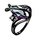 Bamos Jewelry Womens Rainbow Lab Topaz Promise Black Gold Ring Engagement Wedding Gift Rings for Her Size 5-11