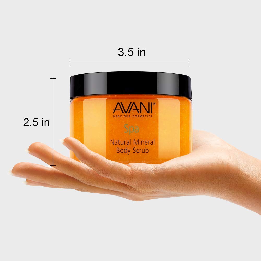 Avani Natural Mineral Body Scrub - Dead Sea Salt, Vitamin E, Jojoba, Sunflower, Sweet Almond - Exfoliating Formula for All Skin Types - Milk/Honey : Dead Sea Salt Scrub : Beauty