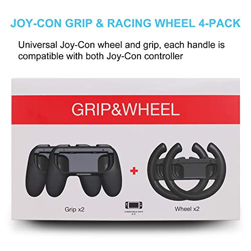 Steering Wheel Grip for Nintendo Switch Accessories- Fathers Day Gifts for Men Accessories for Switch Mario Kart Racing Game, Bigaint Racing Wheel 4 Packs Gadgets with Comfort Handle for Family Party