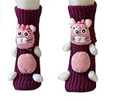 Womens Socks 3d Animal Cartoon Knitted Non-slip Sole Thick Warm Wool Socks