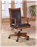 Home Office Swivel Desk Chair in Brown Oak Finish