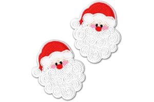 Laughing Lizards Santa Clause Christmas Patches | Iron On Embroidered Appliques - Holiday Embellishments for Clothing, Jackets, Backpacks, and Decorations (Santa Face)