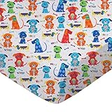 SheetWorld Fitted 100% Cotton Flannel Cradle Sheet 18 x 36, Doggies, Made in USA